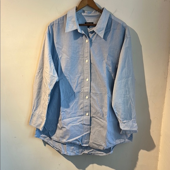 rag & bone Blue Striped Button-Up Shirt Unisex L XL - Picture 1 of 4